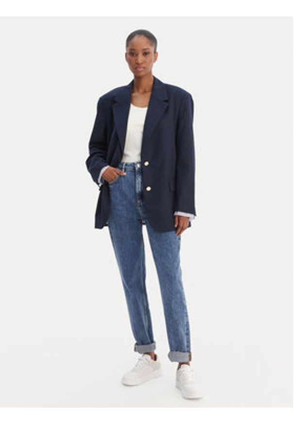 Tommy Jeans Marynarka DW0DW22601 Granatowy Boyfriend Fit. Kolor: niebieski. Materiał: syntetyk