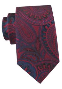 Krawat Męski - Angelo di Monti - Ciemna Czerwień, Duże Paisley. Kolor: czerwony. Materiał: tkanina. Wzór: paisley. Styl: elegancki, wizytowy #1