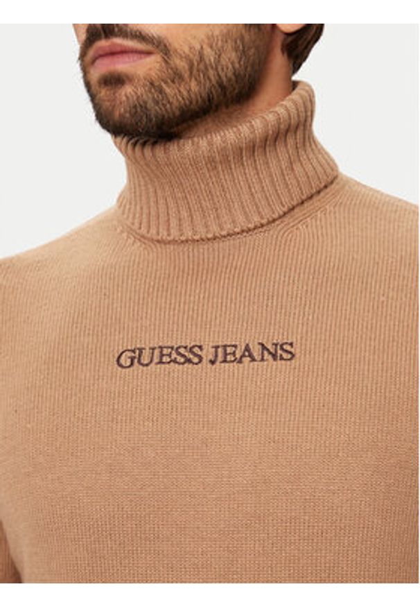 Guess Golf M4BR35 Z3HN2 Beżowy Regular Fit. Typ kołnierza: golf. Kolor: beżowy. Materiał: wełna, syntetyk