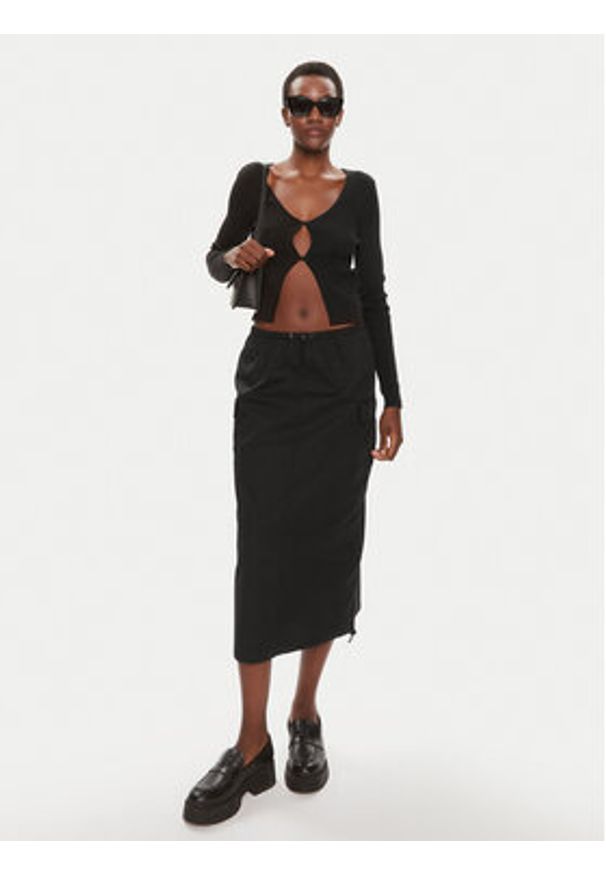 Brave Soul Spódnica midi LSKW-272KELISBK Czarny Straight Fit. Kolor: czarny. Materiał: bawełna