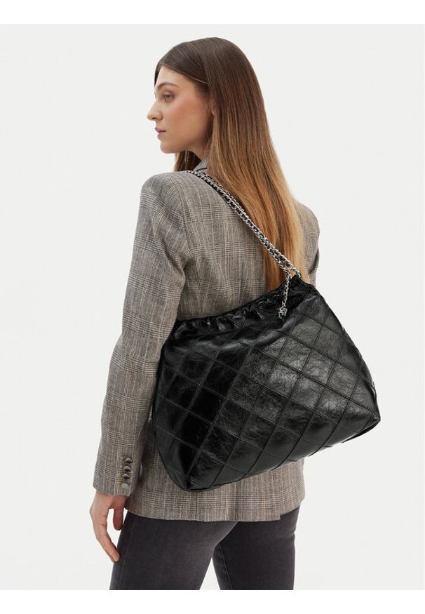 Tory Burch Torebka Fleming Soft Distressed Hobo Bag 165170 Czarny. Kolor: czarny. Materiał: skórzane