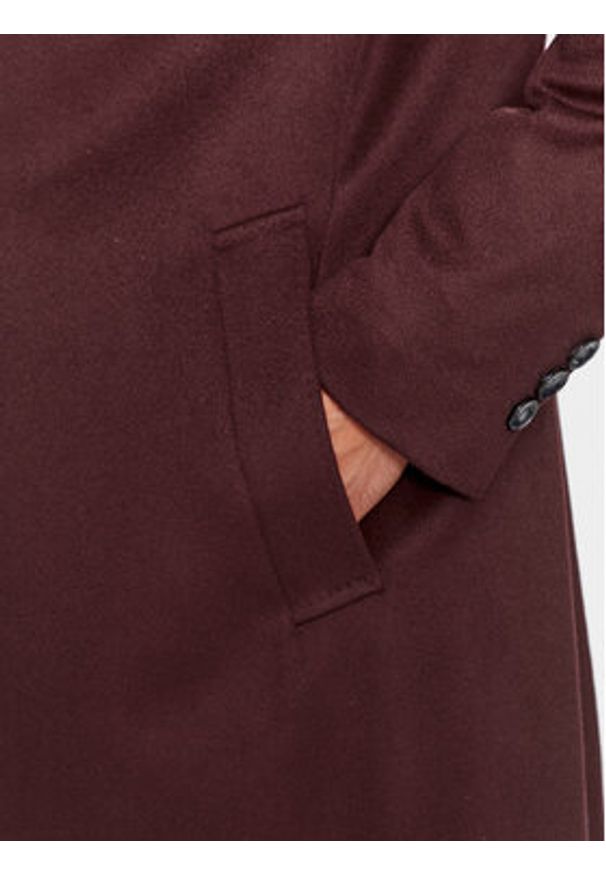 BOSS - Boss Płaszcz wełniany H-Hyde-234 50502327 Bordowy Slim Fit. Kolor: czerwony. Materiał: wełna