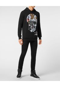Philipp Plein - PHILIPP PLEIN - Czarna bluza z kapturem Tattoo Skull. Okazja: na co dzień. Typ kołnierza: kaptur. Kolor: czarny. Materiał: dzianina. Wzór: aplikacja, kolorowy. Styl: casual, elegancki #4