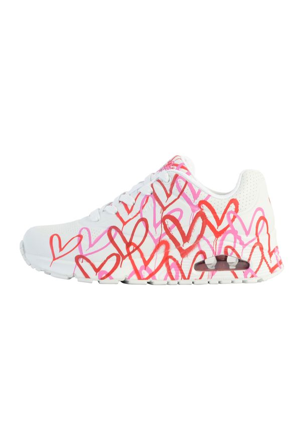skechers - Buty na co dzień damskie SKECHERS SPREAD THE LOVE zdobienie w serca. Okazja: na co dzień. Kolor: biały, czerwony, wielokolorowy. Wzór: aplikacja. Sport: turystyka piesza