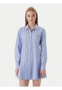 Tommy Jeans Sukienka koszulowa Party DW0DW22635 Niebieski Regular Fit. Kolor: niebieski. Materiał: bawełna. Typ sukienki: koszulowe #1