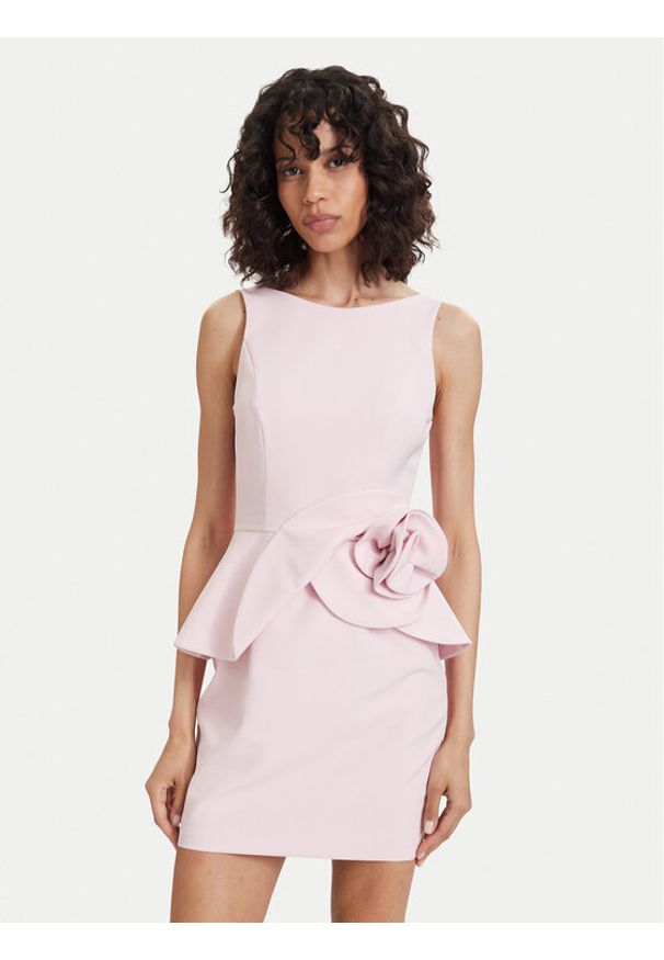 ACCESS FASHION Sukienka koktajlowa 63-3004-135 Różowy jasny Regular Fit. Kolor: różowy. Materiał: syntetyk. Styl: wizytowy