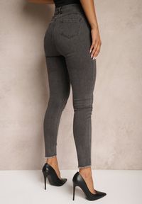 Renee - Szare Jeansy o Fasonie Skinny z Brokatem i Przetarciami Nevelica. Okazja: na spotkanie biznesowe, do pracy, na co dzień. Kolor: czarny, szary. Styl: biznesowy, elegancki, casual #4