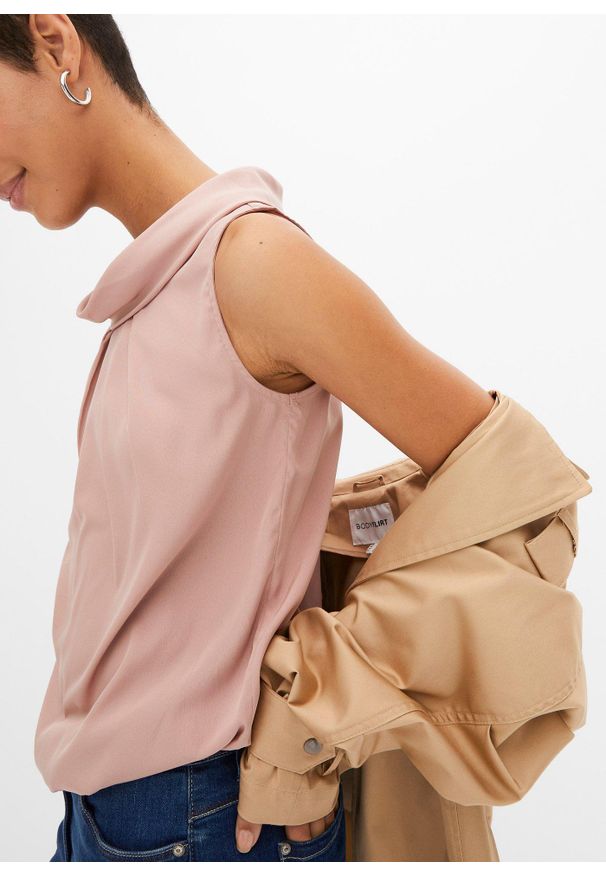 bonprix - Bluzka bez rękawów. Kolor: różowy. Długość rękawa: bez rękawów