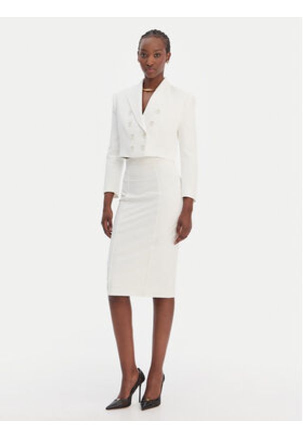 Elisabetta Franchi Spódnica ołówkowa GO-159-61E2-V360 Écru Regular Fit. Kolor: kremowy. Materiał: syntetyk