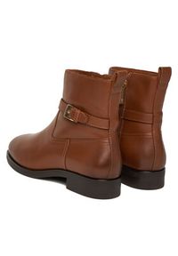 TOMMY HILFIGER - Tommy Hilfiger Botki Th Buckle Riding Leather Bootie FW0FW08781 Brązowy. Kolor: brązowy. Materiał: skóra #3