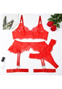 Intica - Komplet bielizny z ozdobną lamówką i luksusowym wykończeniem Domitilla. Kolor: czerwony. Materiał: materiał #1