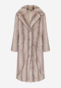 Born2be - Jasnobeżowy Jednorzędowy Płaszcz Futerko o Klasycznym Kroju Yrelsha. Okazja: na co dzień. Kolor: beżowy. Materiał: futro. Styl: klasyczny #8