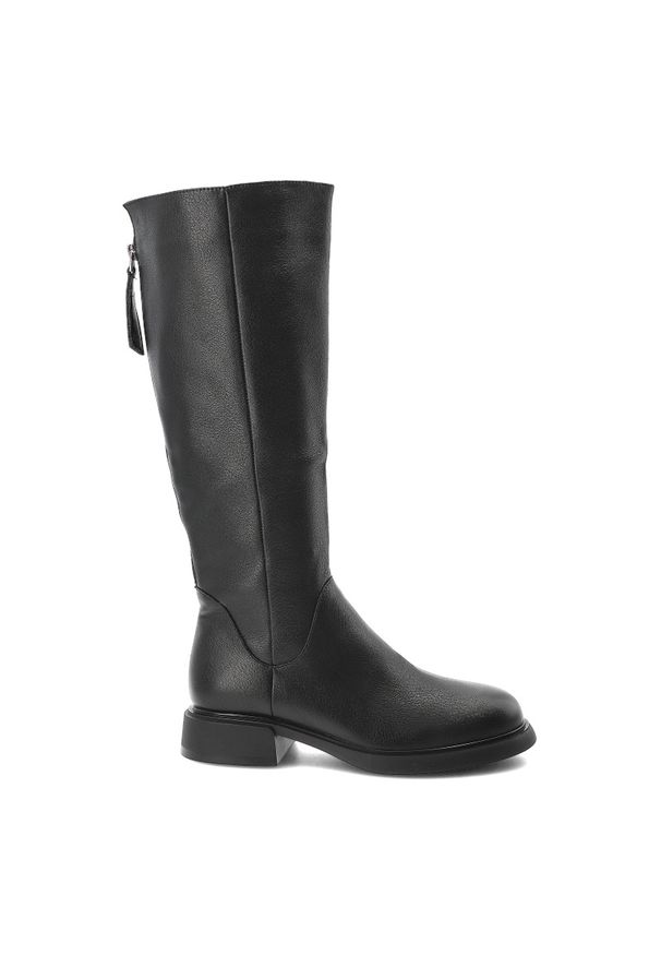 Czarne Kozaki S.Barski Wygodne Obuwie Damskie. Okazja: na co dzień. Zapięcie: zamek. Kolor: czarny. Materiał: skóra. Szerokość cholewki: normalna. Styl: elegancki, casual, klasyczny