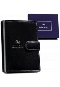ROVICKY - Portfel skórzany Rovicky RV-75699-9-L-BCA czarny. Kolor: czarny. Materiał: skóra