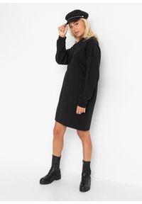 bonprix - Sukienka dresowa oversized. Kolor: czarny. Materiał: dresówka. Długość: mini