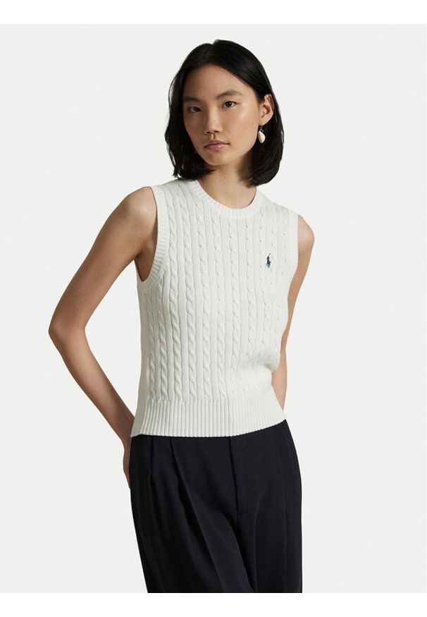 Polo Ralph Lauren Kamizelka 211971882001 Biały Slim Fit. Typ kołnierza: polo. Kolor: biały. Materiał: bawełna