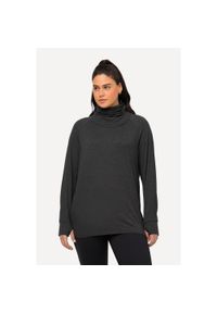 ULLA POPKEN - Damskie Sweter Pętla Okrągły dekolt Długi rękaw Bardzo miękki Otwór na kciuk. Kolekcja: plus size. Kolor: czarny. Materiał: poliester, materiał. Długość rękawa: długi rękaw. Długość: długie. Sezon: zima. Sport: narciarstwo #1