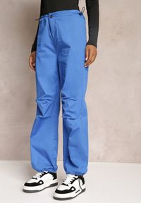Renee - Niebieskie Szerokie Spodnie ze Stoperami i Marszczoną Talią Nirli. Stan: podwyższony. Kolor: niebieski #5