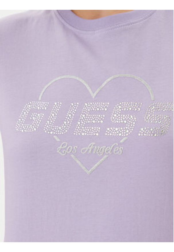 Guess T-Shirt V5GI10 K9RM1 Fioletowy Regular Fit. Kolor: fioletowy. Materiał: bawełna