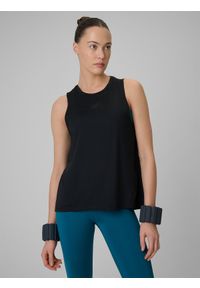 4f - 4F Top treningowy loose szybkoschnący damski - czarny XS. Kolor: czarny. Materiał: skóra. Sport: fitness #1