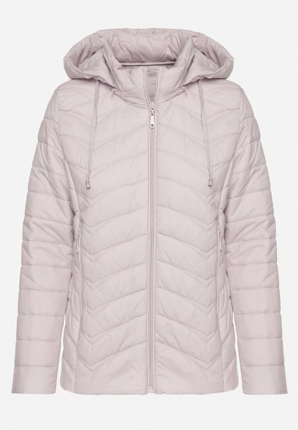 Born2be - Jasnofioletowa Pikowana Kurtka z Kapturem z Możliwością Odpięcia Natisme. Okazja: na co dzień. Typ kołnierza: kaptur. Kolor: fioletowy. Materiał: jeans. Styl: elegancki, casual