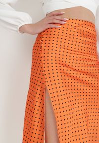 Born2be - Pomarańczowa Spódnica Diomane. Kolor: pomarańczowy. Wzór: kropki, aplikacja #3