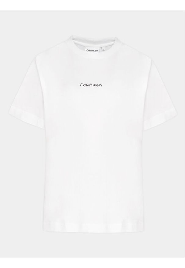 Calvin Klein Curve T-Shirt Inclusive Micro Logo K20K203712 Biały Regular Fit. Kolor: biały. Materiał: bawełna