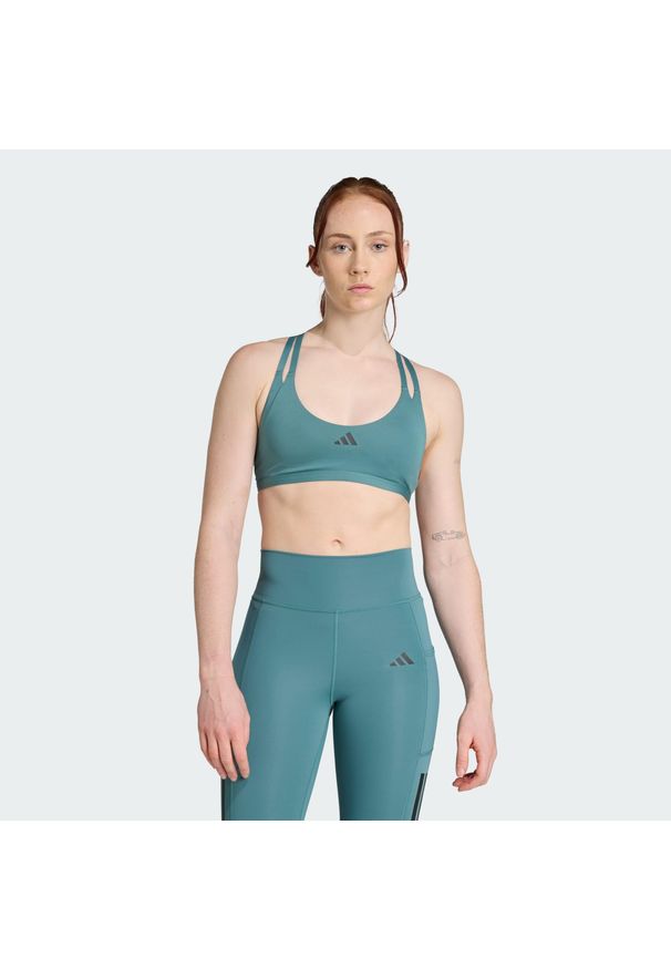 Adidas - Biustonosz Aeroimpact Luxe Training Light-Support. Kolor: niebieski. Materiał: materiał