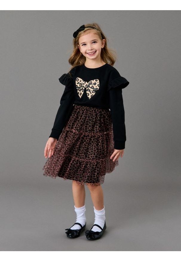 Sinsay - Tiulowa spódnica midi w panterkę - wielobarwny. Materiał: tiul. Wzór: motyw zwierzęcy. Długość: midi