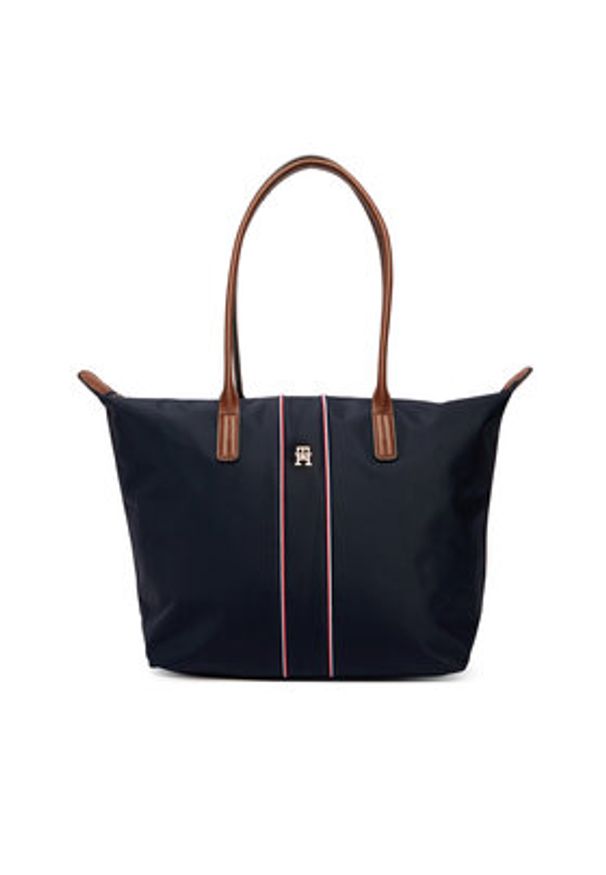 TOMMY HILFIGER - Tommy Hilfiger Torebka Popette Tote Corp AW0AW17706 Granatowy. Kolor: niebieski