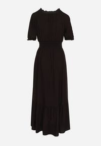 Born2be - Czarna Bawełniana Sukienka z Kopertowym Dekoltem w Stylu Boho Rissasie. Okazja: na co dzień. Kolor: czarny. Materiał: bawełna. Typ sukienki: kopertowe. Styl: boho #5