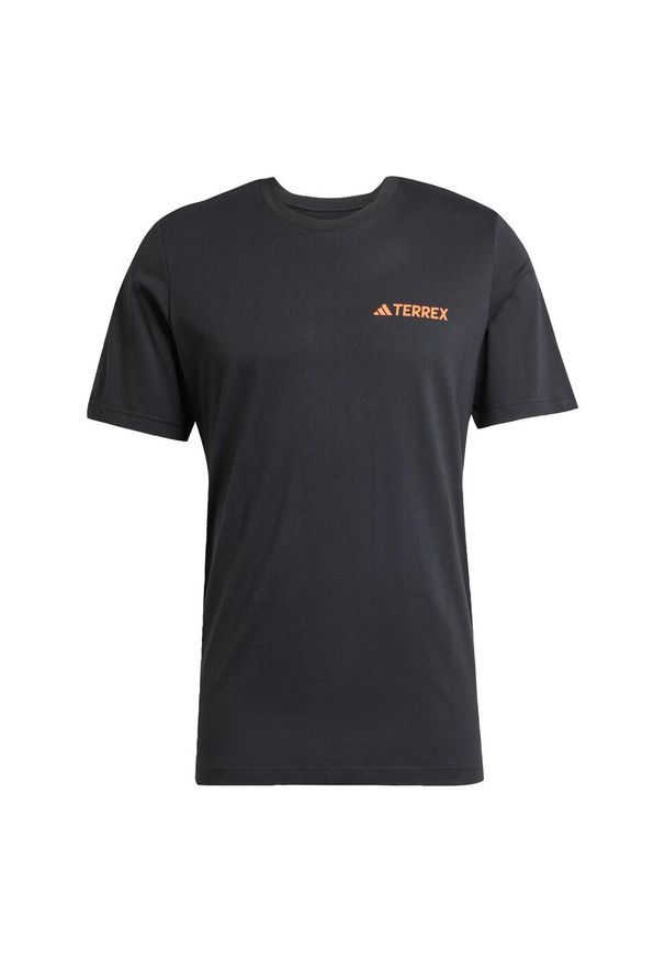 Adidas - Koszulka Terrex Graphic. Kolor: czarny, pomarańczowy, wielokolorowy. Materiał: bawełna. Sport: outdoor, turystyka piesza