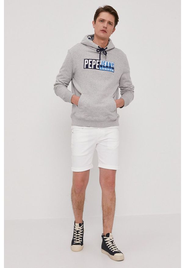 Pepe Jeans - Bluza Harvey. Okazja: na co dzień. Kolor: szary. Wzór: aplikacja. Styl: casual