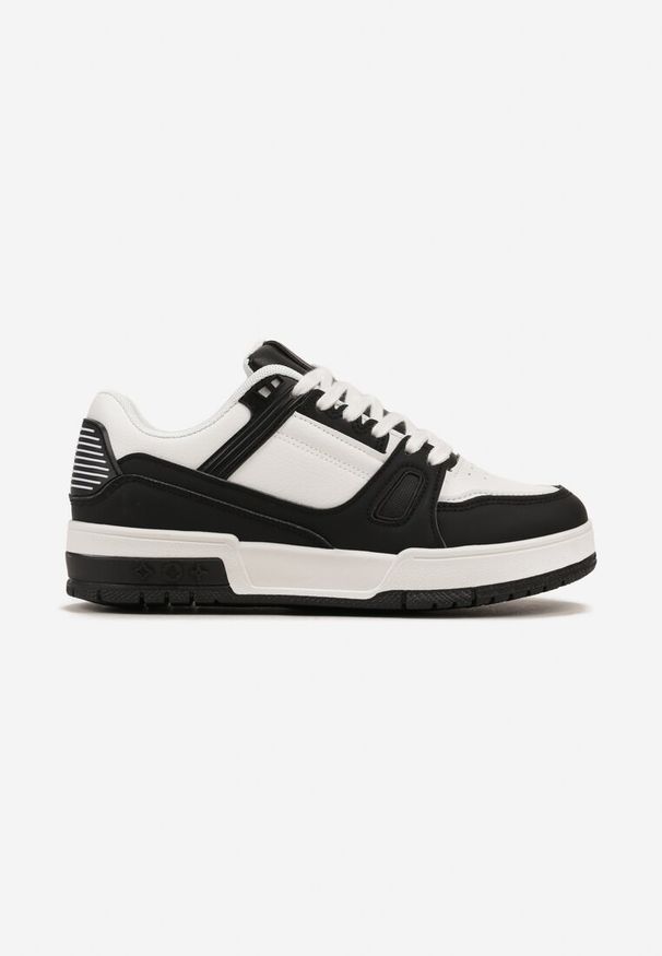 Born2be - Biało-Czarne Sneakersy na Grubej Podeszwie z Przeszyciami Rivinna. Kolor: biały