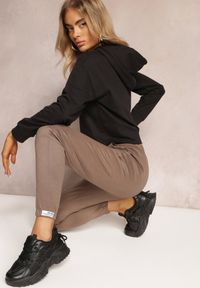 Renee - Brązowe Bawełniane Spodnie Dresowe z Gumką w Pasie Gerwinns. Kolor: brązowy. Materiał: dresówka, bawełna