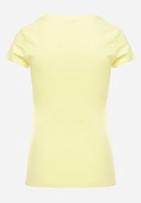 Renee - Żółty T-shirt Naerothee. Kolor: żółty. Materiał: bawełna. Długość rękawa: krótki rękaw. Długość: krótkie. Wzór: jednolity, gładki, aplikacja. Styl: klasyczny #5
