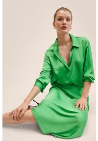 mango - Mango spódnica Mia kolor zielony. Okazja: na co dzień. Stan: podwyższony. Kolor: zielony. Materiał: włókno. Styl: casual #6