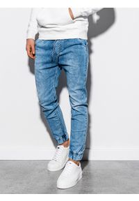 Ombre Clothing - Spodnie męskie jeansowe joggery - jasnoniebieskie P907 - XL. Kolor: niebieski. Materiał: jeans #3