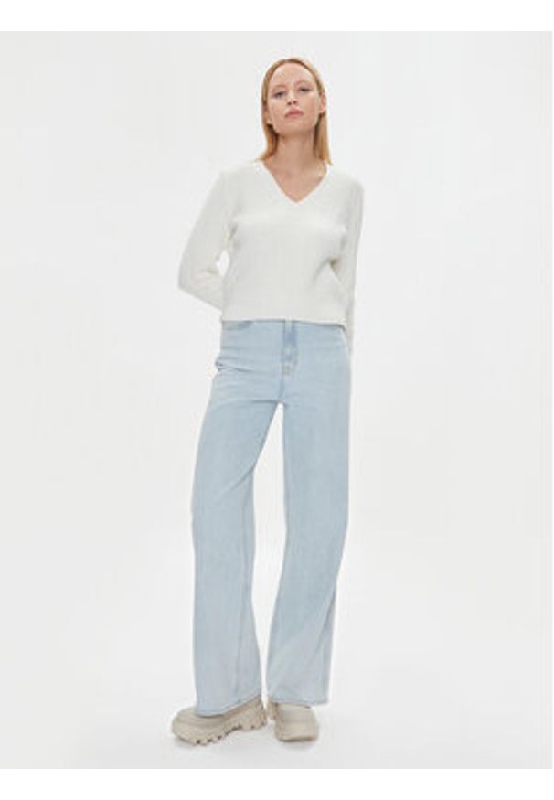 TOMMY HILFIGER - Tommy Hilfiger Sweter WW0WW39017 Écru Regular Fit. Materiał: bawełna, syntetyk