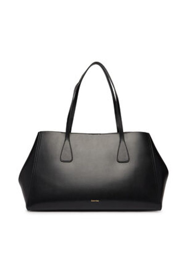 Calvin Klein Torebka Ck Snap Large Tote LV04F3502G Czarny. Kolor: czarny. Materiał: skórzane