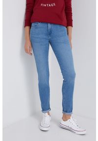 Wrangler jeansy Skinny Vintage Soft damskie medium waist. Kolor: niebieski. Styl: vintage