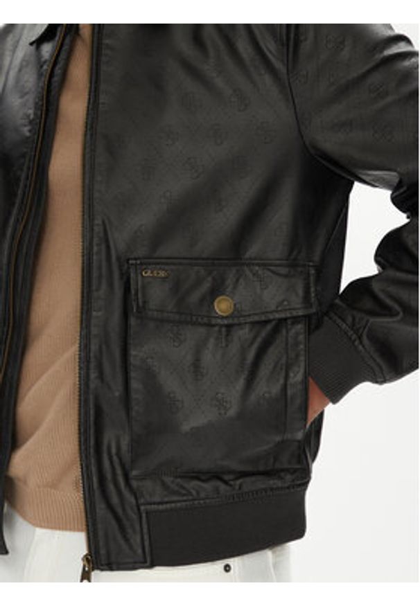 Guess Kurtka z imitacji skóry M5YL01 WGUC0 Czarny Regular Fit. Kolor: czarny. Materiał: syntetyk