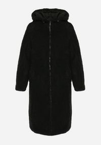Born2be - Czarna Dwustronna Kurtka Płaszcz z Kapturem Eldorra. Typ kołnierza: kaptur. Kolor: czarny. Materiał: futro #6