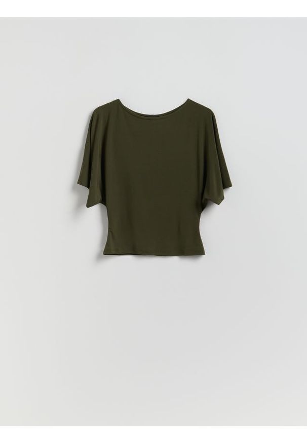 Reserved - Taliowana bluzka - jasny zielony. Kolor: zielony. Materiał: dzianina. Wzór: gładki