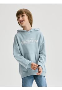 Reserved - Bawełniana bluza oversize - jasnoniebieski. Kolor: niebieski. Materiał: bawełna