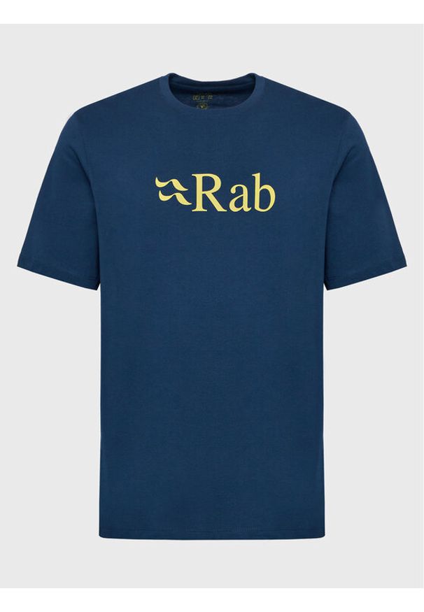 Rab T-Shirt Stance Logo Tee QCB-08-DI Granatowy Regular Fit. Kolor: niebieski. Materiał: bawełna