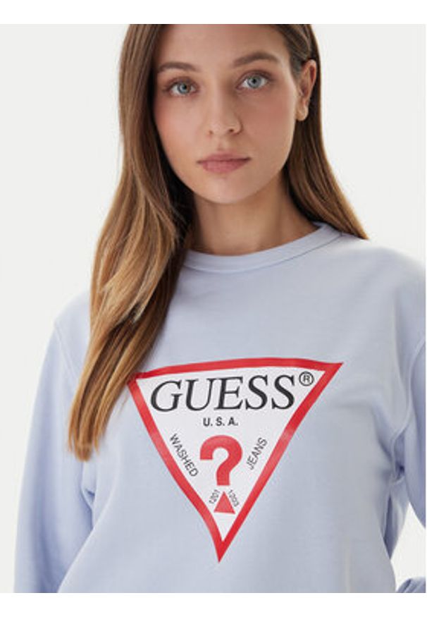 Guess Bluza W2YQ16 KBA11 Błękitny Regular Fit. Kolor: niebieski. Materiał: bawełna