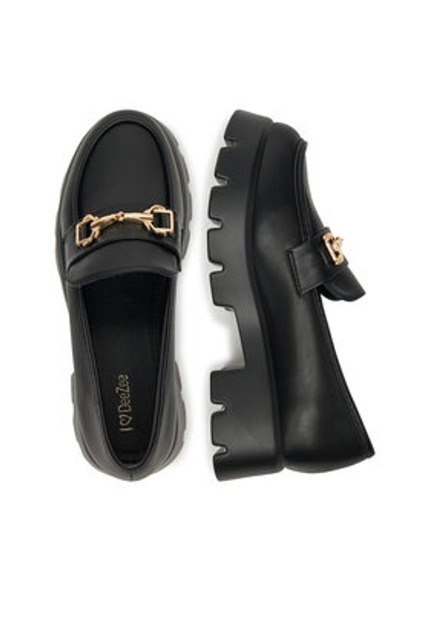 DeeZee Loafersy HXG2052-296A Czarny. Kolor: czarny. Materiał: skóra