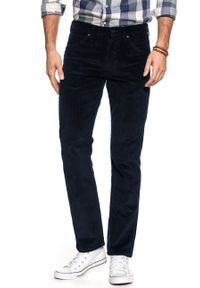 Wrangler - WRANGLER SPODNIE MĘSKIE GREENSBORO DARK NAVY W15QA2XAE 112126849. Materiał: sztruks #10