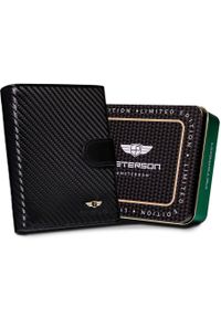 Portfel czarny Peterson skórzany PTN 317Z-CA-6563 BLACK. Kolor: czarny. Materiał: skóra